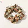 Handmade Floral Printed Cloth Hair Tie For Women With Retro Oil Painting Style Flower Design