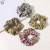 Handmade Floral Printed Cloth Hair Tie For Women With Retro Oil Painting Style Flower Design