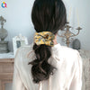 Handmade Floral Printed Cloth Hair Tie For Women With Retro Oil Painting Style Flower Design