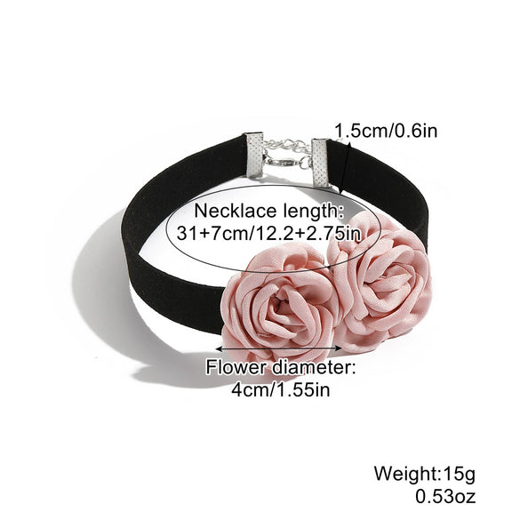 Handmade Flower Patterned Imitation Pearl Choker Necklace For Women