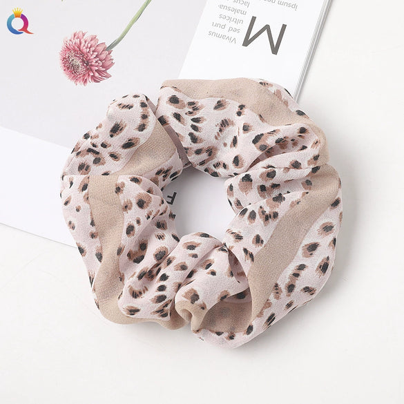 Handmade Fresh Floral Chiffon Scrunchie Hair Tie With High Elasticity Fabric Ponytail Holder