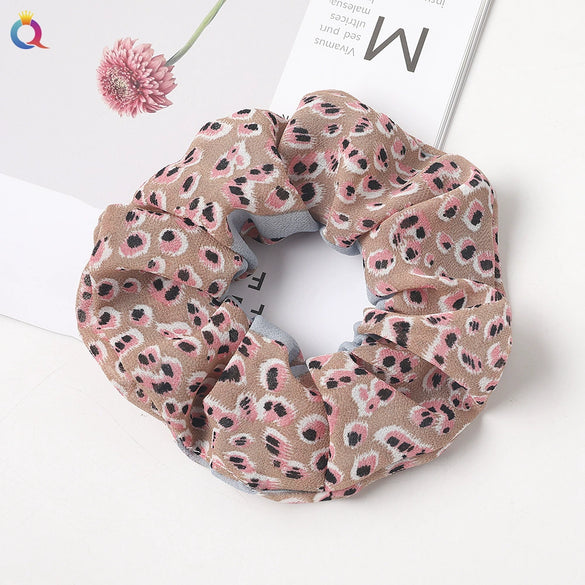 Handmade Fresh Floral Chiffon Scrunchie Hair Tie With High Elasticity Fabric Ponytail Holder