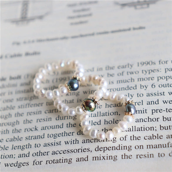 Handmade Freshwater Pearl Beaded Ring With The Crown Pattern Retro Fashion Elegant Unisex