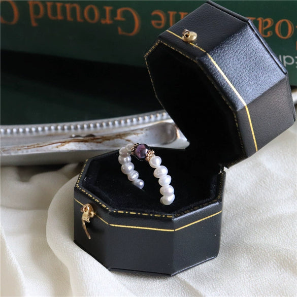 Handmade Freshwater Pearl Beaded Ring With The Crown Pattern Retro Fashion Elegant Unisex