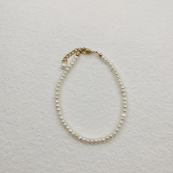 Handmade Freshwater Pearl Bracelets Electroplated Geometric Style For Girls
