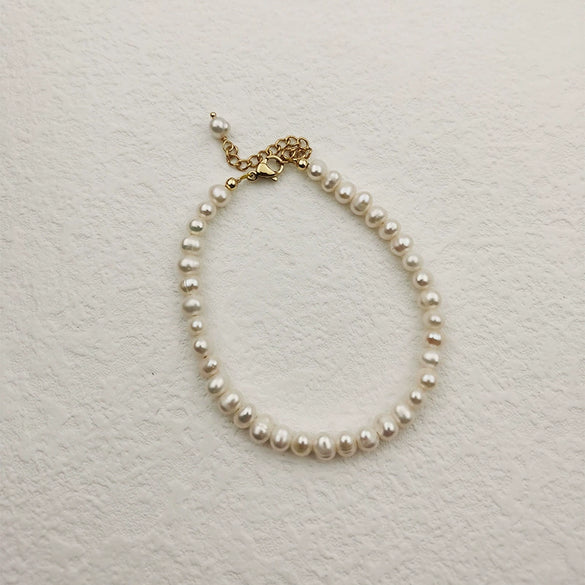 Handmade Freshwater Pearl Bracelets Electroplated Geometric Style For Girls