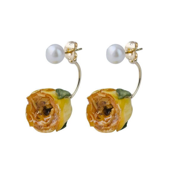 Handmade Freshwater Pearl Flower Geometric Earrings