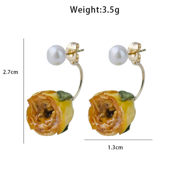 Handmade Freshwater Pearl Flower Geometric Earrings