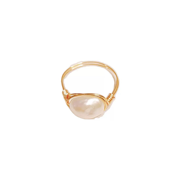 Handmade Freshwater Pearl Geometric Ring Fashion Elegant Versatile Unisex Ring For Women