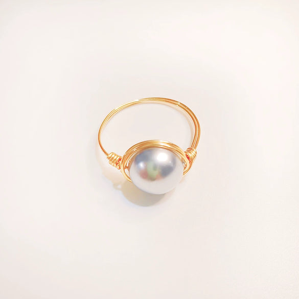 Handmade Freshwater Pearl Geometric Ring Fashion Elegant Versatile Unisex Ring For Women