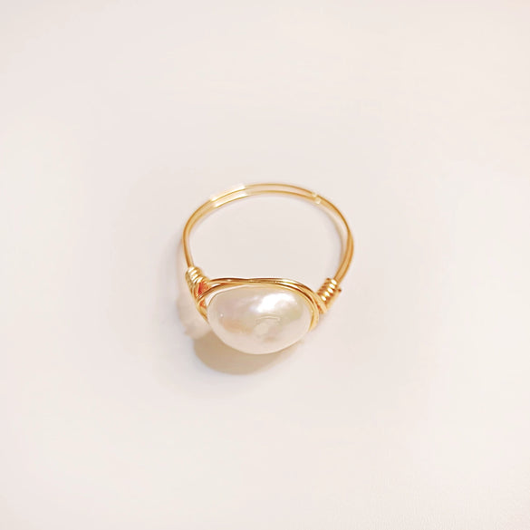 Handmade Freshwater Pearl Geometric Ring Fashion Elegant Versatile Unisex Ring For Women