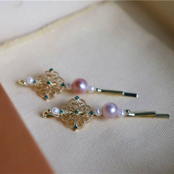 Handmade Freshwater Pearl Hairpin Side Clip For Women