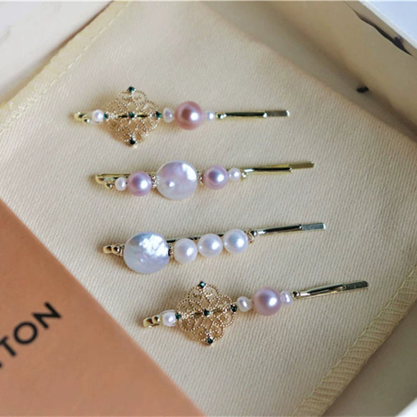 Handmade Freshwater Pearl Hairpin Side Clip For Women