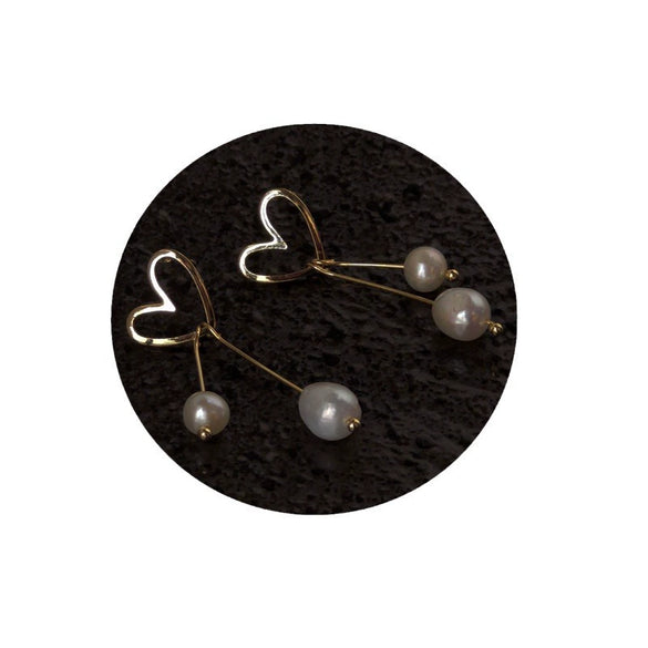 Handmade Freshwater Pearl Heart Earrings For Women Elegant Versatile Sweet Style Fashion Jewelry