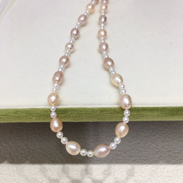 Handmade Freshwater Pearl Necklace With S925 Sterling Silver In Rice And Droplet Shapes Highend Design