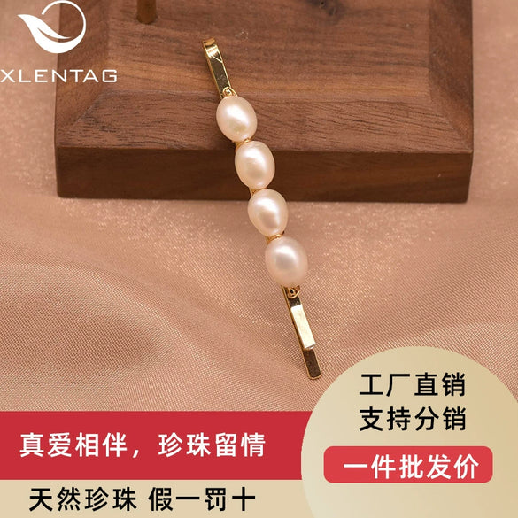 Handmade Freshwater Pearl Word Hairpin For Women Fashion Casual Hair Accessories