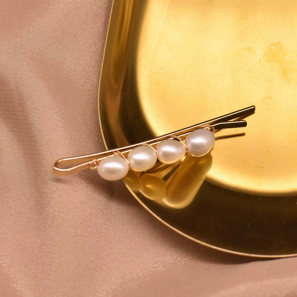 Handmade Freshwater Pearl Word Hairpin For Women Fashion Casual Hair Accessories