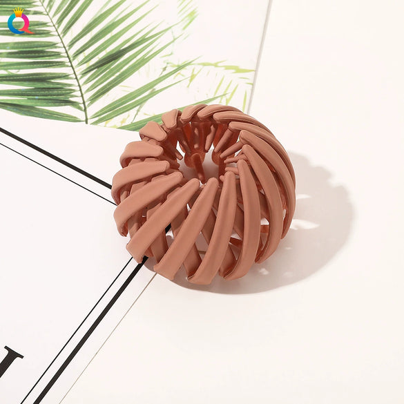 Handmade Frosted Bird's Nest Flower Bud Ball Hair Clip For Women Elegant Ushaped Ponytail Hair Accessory