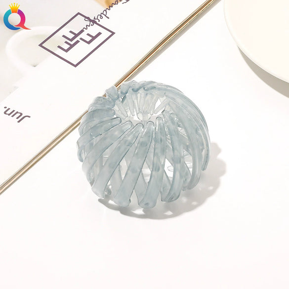 Handmade Frosted Bird's Nest Flower Bud Ball Hair Clip For Women Elegant Ushaped Ponytail Hair Accessory