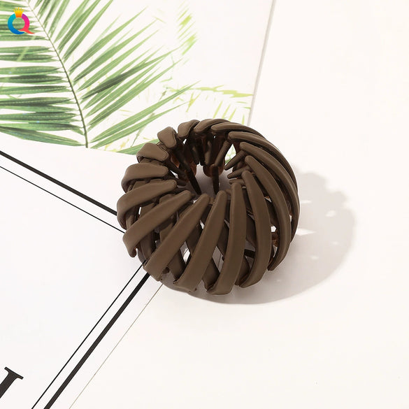 Handmade Frosted Bird's Nest Flower Bud Ball Hair Clip For Women Elegant Ushaped Ponytail Hair Accessory