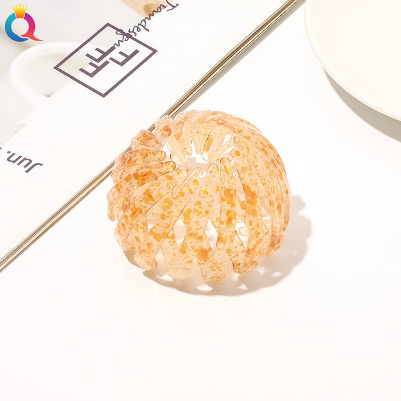 Handmade Frosted Bird's Nest Flower Bud Ball Hair Clip For Women Elegant Ushaped Ponytail Hair Accessory