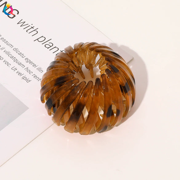 Handmade Frosted Bird's Nest Flower Bud Ball Hair Clip For Women Elegant Ushaped Ponytail Hair Accessory