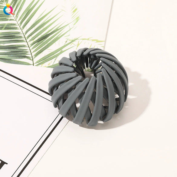 Handmade Frosted Bird's Nest Flower Bud Ball Hair Clip For Women Elegant Ushaped Ponytail Hair Accessory