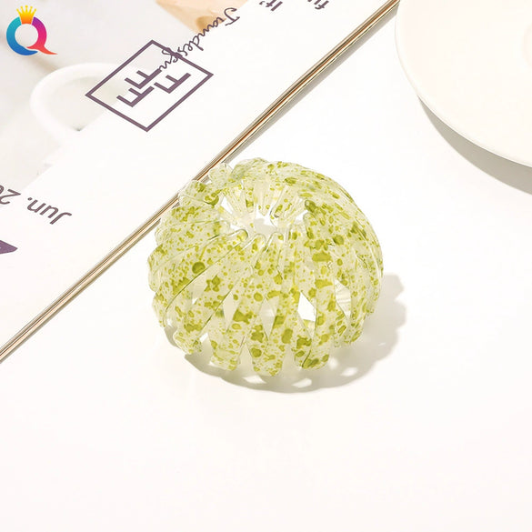 Handmade Frosted Bird's Nest Flower Bud Ball Hair Clip For Women Elegant Ushaped Ponytail Hair Accessory