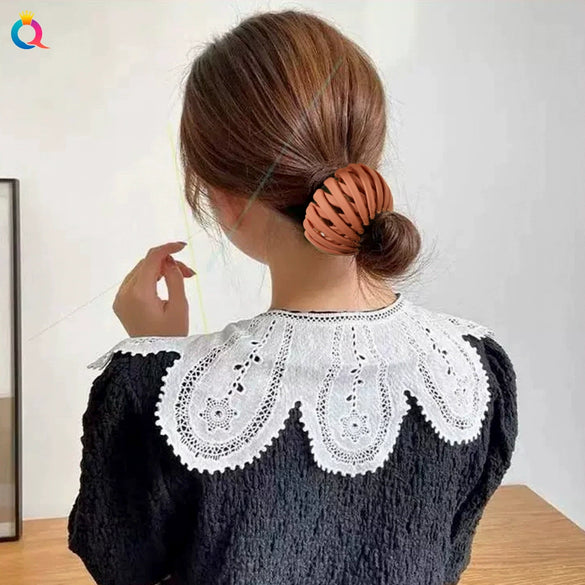 Handmade Frosted Bird's Nest Flower Bud Ball Hair Clip For Women Elegant Ushaped Ponytail Hair Accessory