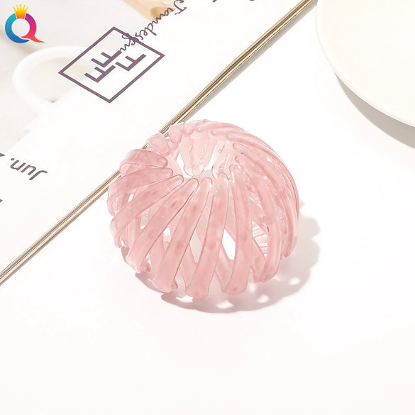 Handmade Frosted Bird's Nest Flower Bud Ball Hair Clip For Women Elegant Ushaped Ponytail Hair Accessory