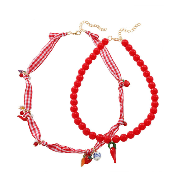 Handmade Fruit Shaped Artificial Crystal Necklace Fashion Style Hand Knitting Craft For Women