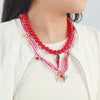 Handmade Fruit Shaped Artificial Crystal Necklace Fashion Style Hand Knitting Craft For Women