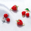 Handmade Fruit Style Copper Strawberry Cherry Pendant Bracelet Necklace Accessories With Dripping Oil Design