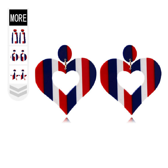 Handmade Geometric Acrylic Round Heart And Star Statement Earrings For Unisex Fashion Jewelry