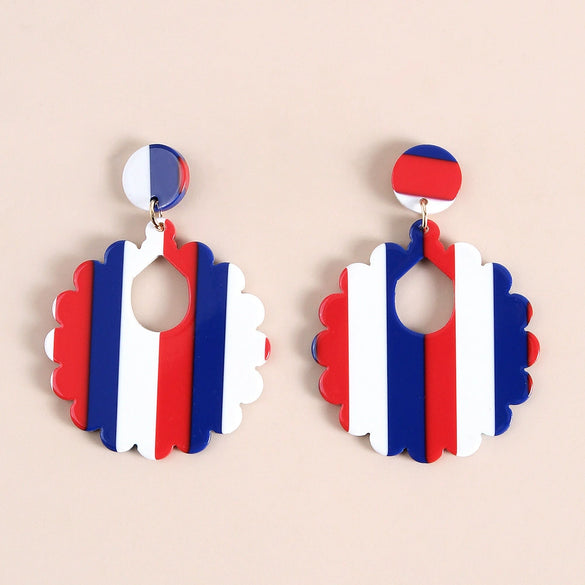 Handmade Geometric Acrylic Round Heart And Star Statement Earrings For Unisex Fashion Jewelry