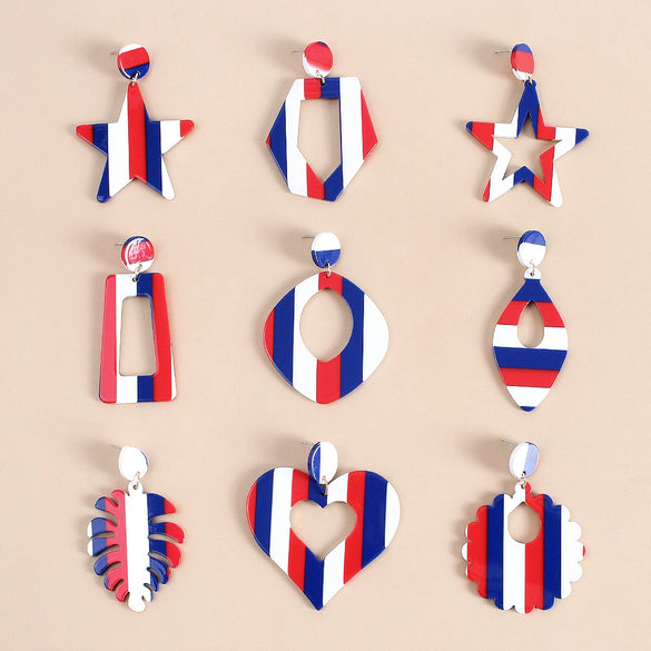 Handmade Geometric Acrylic Round Heart And Star Statement Earrings For Unisex Fashion Jewelry