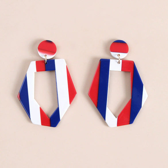 Handmade Geometric Acrylic Round Heart And Star Statement Earrings For Unisex Fashion Jewelry
