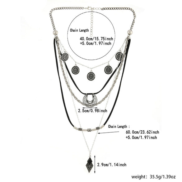 Handmade Geometric Alloy Pendant Necklace With Mixed Materials Medieval Style Chain Jewelry For Women Wholesale