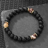 Handmade Geometric Black Frosted Volcanic Stone Bracelet Unisex Hand Jewelry Accessories