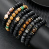 Handmade Geometric Black Frosted Volcanic Stone Bracelet Unisex Hand Jewelry Accessories