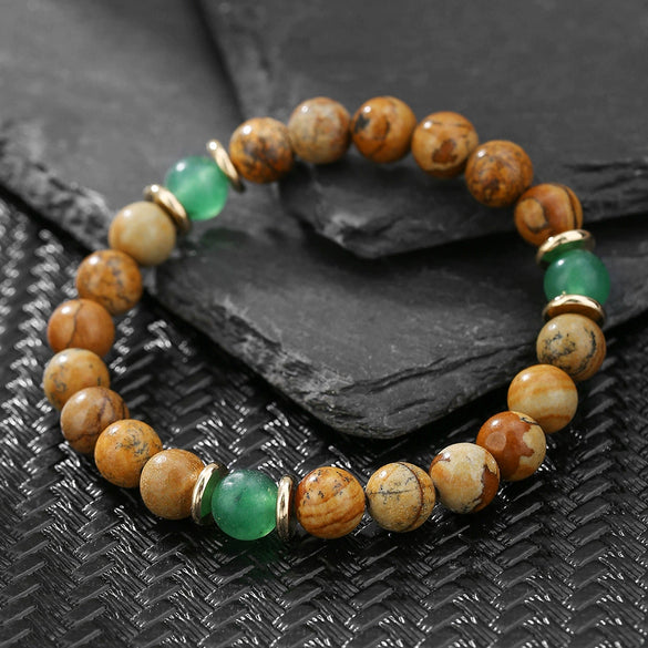 Handmade Geometric Black Frosted Volcanic Stone Bracelet Unisex Hand Jewelry Accessories