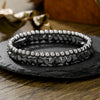Handmade Geometric Black Iron Stone Bracelet For Couple