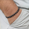 Handmade Geometric Black Iron Stone Bracelet For Couple