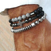 Handmade Geometric Black Iron Stone Bracelet For Couple