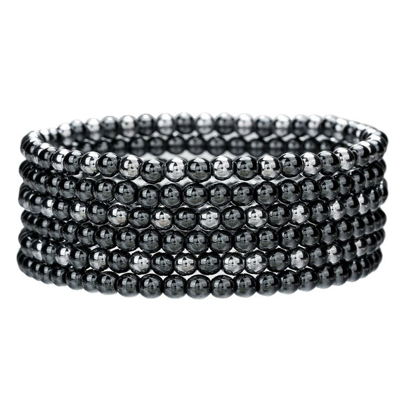 Handmade Geometric Black Iron Stone Bracelet For Couple