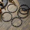 Handmade Geometric Black Iron Stone Bracelet For Couple