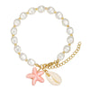 Handmade Geometric Ceramic Turquoise Pearl Starfish Fish Bracelet Unisex