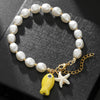 Handmade Geometric Ceramic Turquoise Pearl Starfish Fish Bracelet Unisex