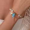 Handmade Geometric Ceramic Turquoise Pearl Starfish Fish Bracelet Unisex
