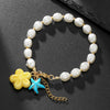 Handmade Geometric Ceramic Turquoise Pearl Starfish Fish Bracelet Unisex
